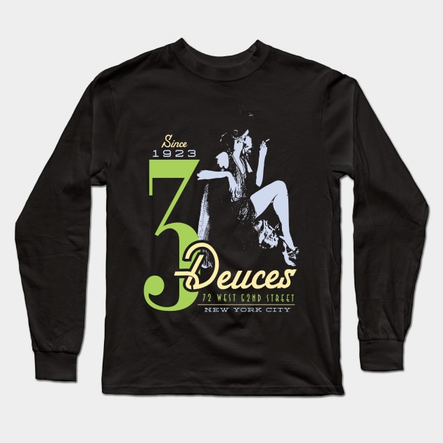 3 Deuces Jazz Club Long Sleeve T-Shirt by MindsparkCreative